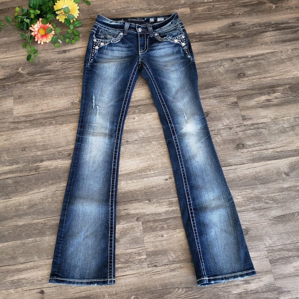 Miss Me | Square Rhinestone Bootcut Jeans - Picture 2 of 7